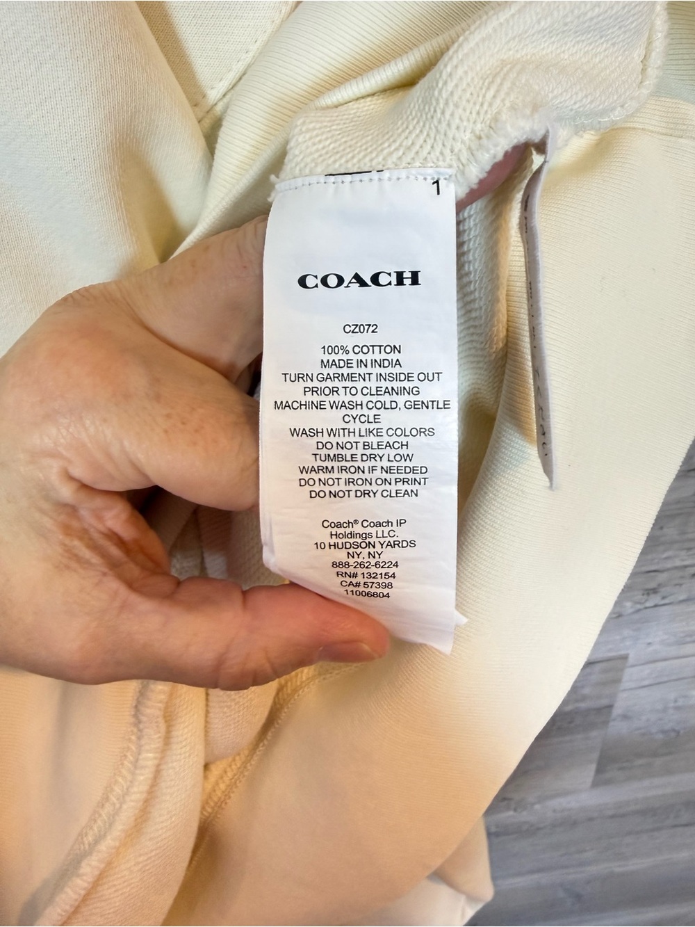 Coach Cream Graphic Pullover Hoodie with Printed Logo - Picture 6 of 10
